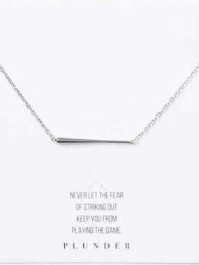 Plunder Silver Plated Minimalist Necklace. Baseball Bat.
